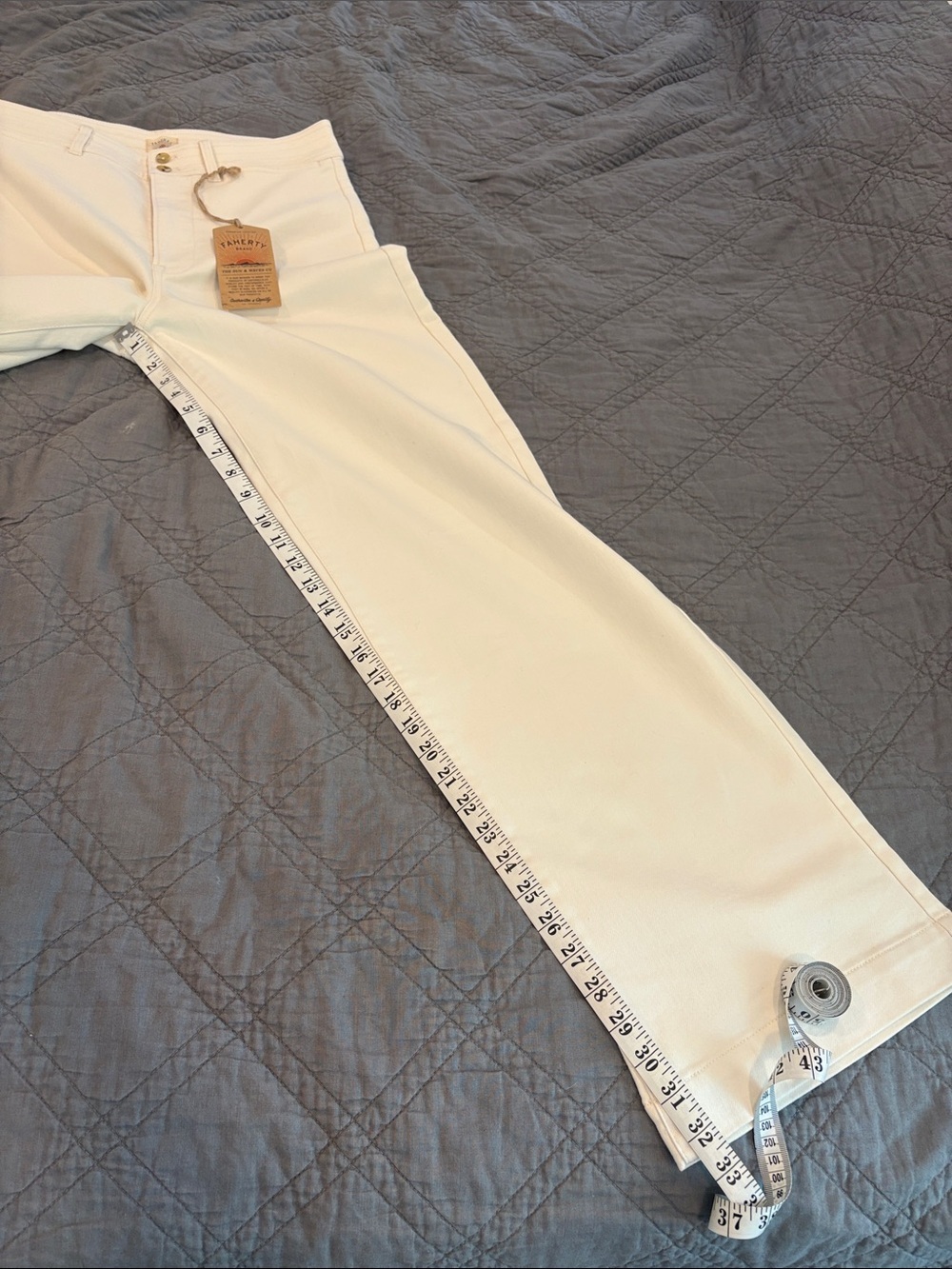 NWT Faherty Stretch Terry Harbor Pants in Egret - Picture 10 of 10